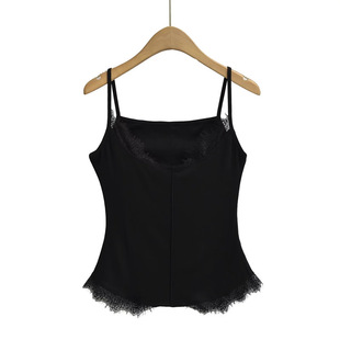 European and American Spice Girl Lace Stitching Camisole Summer New Style Outer Wear Inner High Elastic Slim Base Top