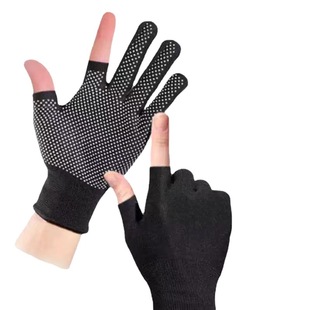 Express delivery Special wear-resistant sun protection dispensing non-slip riding Men's exposed two fingers four seasons thin labor protection gloves for women
