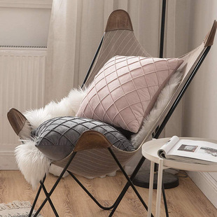 Nordic Style ins Velvet Pleated Pillow Case Sofa Pillow Case Living Room Cushion Strip Rhombic Waist Pillow Backrest
