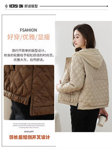 in stock wholesale foreign trade rhombus light coat fashion winter Korean casual slim short hooded warm coat