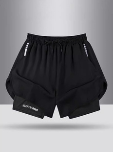 Summer American Sports Shorts Men's Basketball Training Tight Running Shorts Quick-drying Fake Two-piece But Knee Fitness Pants