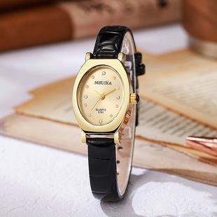 New Fashion Women's Watch Women's Fashion Simple Retro Oval Niche Student Belt High Color Quartz Watch