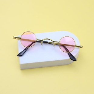 Retro Hip-Hop Round Super Small Frame Sunglasses Men and Women Frame ins Internet Celebrity Same Style Distinctive Small Round Frame Metal Sunglasses
