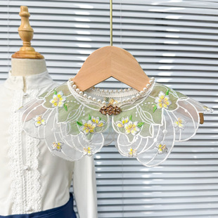Special for e-commerce new children's cloud shoulder Hanfu embroidered embroidery all-match heavy industry Pearl shawl Swan accessories collar flower