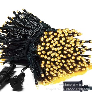 Amazon 24V low voltage plug-in star light string dark green flashing light string small lights Christmas holiday decoration