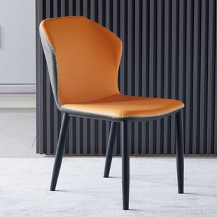 Light Luxury Dining Chair Advanced Sense Household Stool Restaurant Backrest Simple White Negotiation Chair Foshan Dining Table and Chair Black