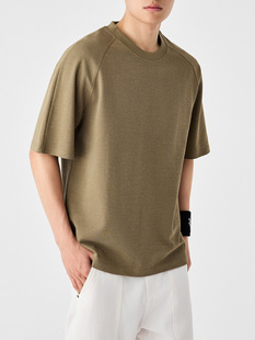 Mimaike men's simple solid color short sleeve men's 2025 summer new 220g crew neck loose men's T-shirt 71762.