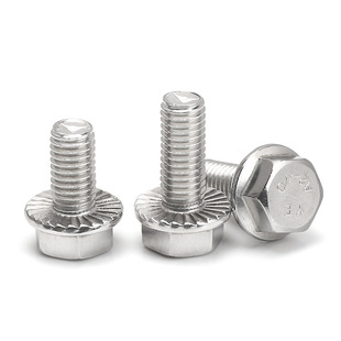 304 Stainless Steel Outer Hexagon Flange Screw Flat Brain with Medium Tooth Pad Anti-Slip Bolt Nail M5M6M8M10M12