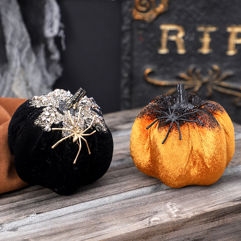 New cross-border Halloween decorations, Nordic style realistic spider pumpkin figurine, holiday gift.