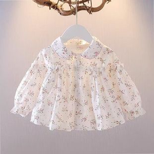 Children's Shirt Women's Lace Doll Collar Shirt Baby Girl's Top Spring and Autumn Thin Girl's Top Spring and Autumn Base Clothes