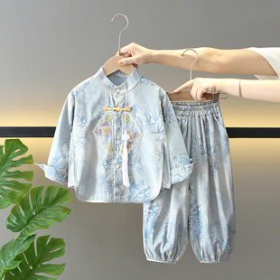 Hanfu Boys Autumn Dress suit 2024 New Western Style Children's Autumn Dress Mid-Autumn Festival National Style Baby New Chinese Tang Dress