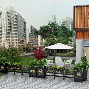 Outdoor iron flower box combination fence Commercial Street Greening planting pot flower bed outer swing fence fence partition flower trough