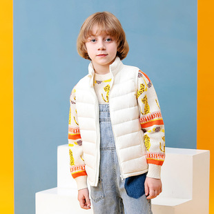 Children's lightweight down vest outer wear boys' and girls' children's clothing 2024 autumn and winter New thin white duck down vest waistcoat
