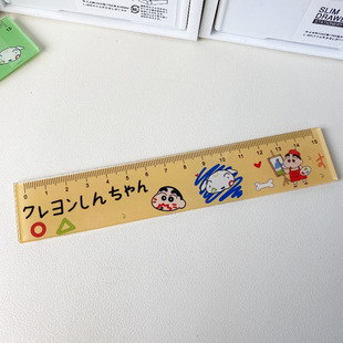 Crayon Small New Acrylic Stationery Ruler 15cm Creative Cute Girl's Heart Cartoon Multifunctional Ruler Measuring Ruler