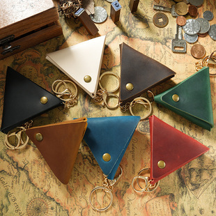 New Arrival Handmade Top Layer Cowhide Mini Coin Purse Men and Women Genuine Leather Coin Bag Vintage Storage Bag Wallet Key Bag