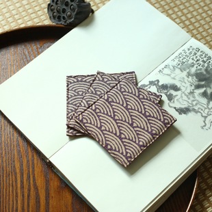 Red and Brown Color Chinese Style Square Brocade Embroidered Jacquard Fabric Napkin Coaster and Wind Tea Cup Mat Heat Insulation Mat