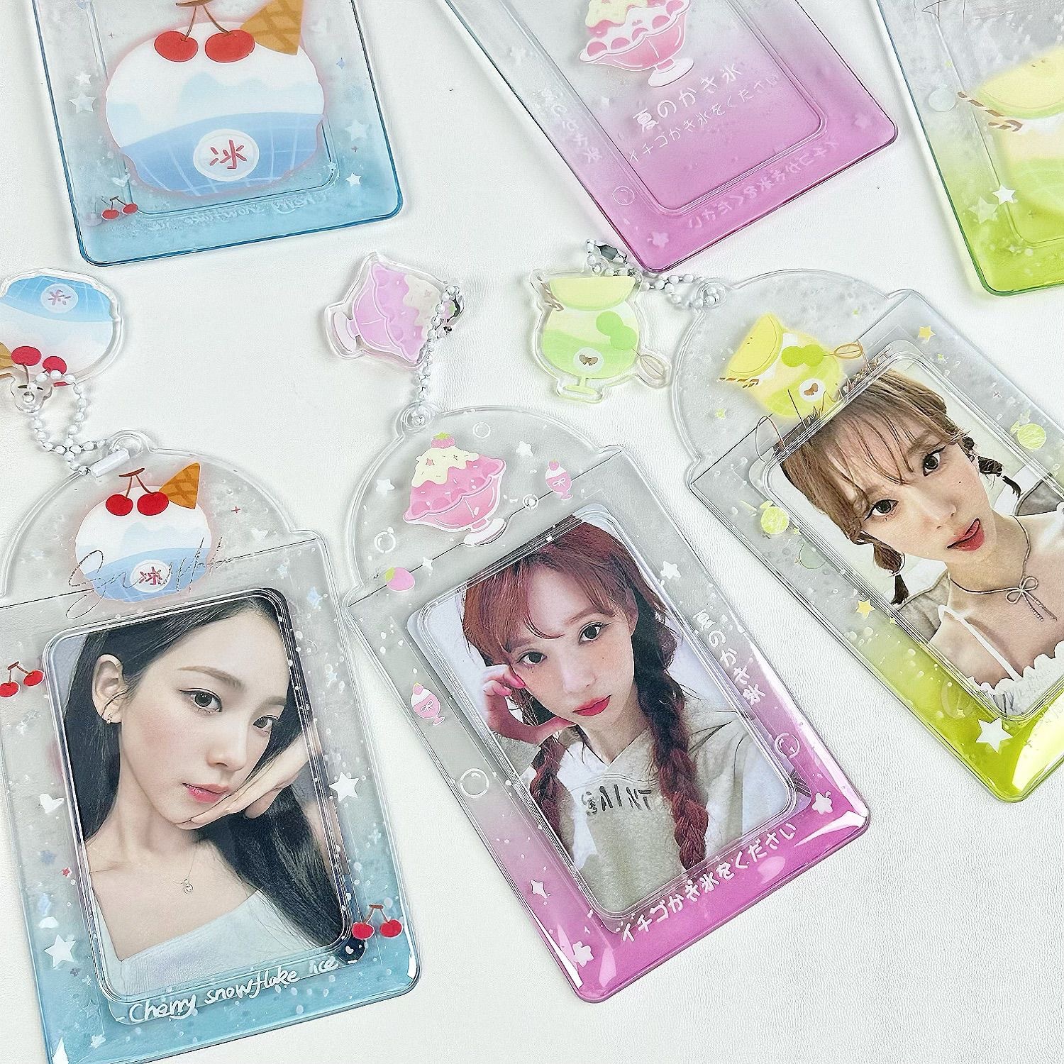 Ins Style Original Summer Sand Ice Shaved Ice 3 Inch PVC Pendant Card Cover Small Card Protective Cover Transparent Card Cover for Campus Card