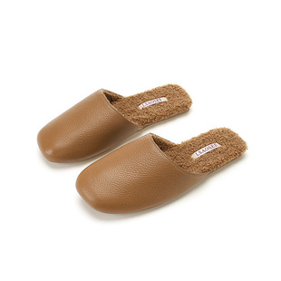 Liang's genuine leather cotton slippers for women 2023 new home indoor winter couple warm non-slip home slippers for men
