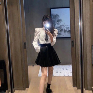 2021 Spring New Sheepskin Genuine Leather Skirt Short Skirt Skirt Pleated Skirt Big Brand Same Style