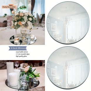 Cross-border New Round Wedding Mirror Wall Stickers Party Wedding Desktop Candle Plate Tray Round Mirror Candle Plate