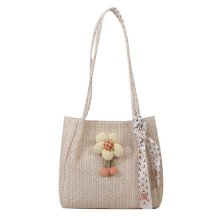 2023 Summer New Seaside Holiday Tote Bag Fashion Casual Shoulder Bag Women's Niche Simple Straw Bag for Women