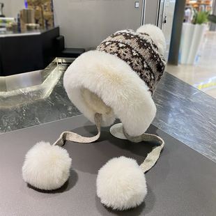 Wool Hat for Men and Women in Autumn and Winter Thickened Warm Face Small Ear Protection Fluffy Hat Riding Cold-proof Pullover Lei Feng Hat