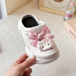 Симпатичные дикие тапочки для мальчиков и девочек новый лук Hello Kitty пещерные туфли мягкие подошвы нескользящие холодные тапочки
