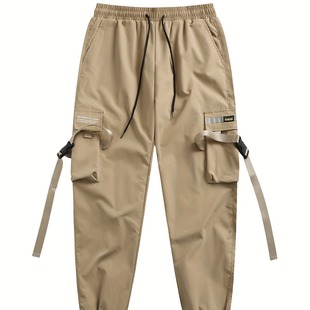 Foreign trade plus size men's new overalls fashion brand multi-pocket autumn and winter sports casual trousers men's fashion brand ribbon