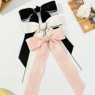 Chanel Style Bow Ribbon Hairpin Women's Korean Style Gentle Temperament Sweet All-match Side Clip Top Clip Internet Red Hair Accessories