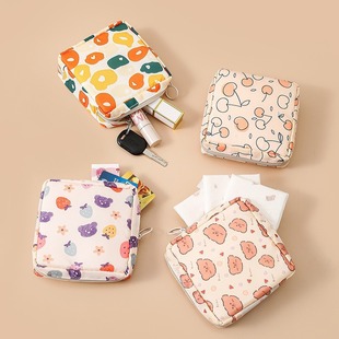 New Student Cosmetic Bag Cosmetics Bag Cute Portable Small Fresh Simple Pencil Case Cartoon Printed Sanitary Napkin Storage