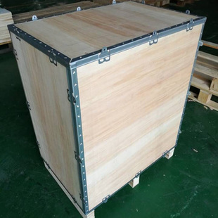 Manufacturer Straight Hair Fumigation-free Wooden Box Car Four-way Fixed Wheel Instrument Removable Packaging Logistics Transportation Steel Belt Box