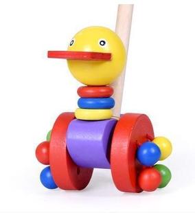 Baby Animal trolley children's educational trolley toy wooden early education baby rattle Walker wholesale