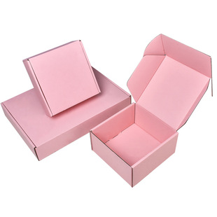Pink aircraft box in stock wholesale printable logo small batch express box cowhide box clothing packing box in stock