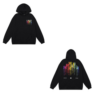 Amiri Hooded Sweatshirt American Retro Hoodie Hoodie Hip-hop Loose Top Autumn and Winter