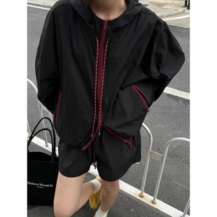 European Station 2024 Summer New Zipper Hooded Short Jacket Simple All-match Top Two-piece Sunscreen Clothes