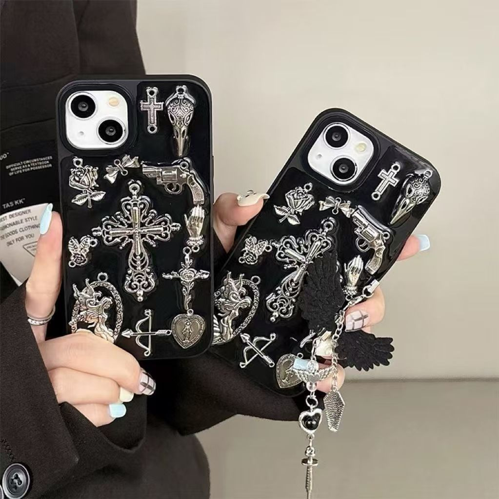 Chrome Hearts Cross Pistol Compatible with Apple 17 Pro Max Cross Phone Case for Cross-border Use 16 Pro Phone Case 15 Niche 14 Unique X