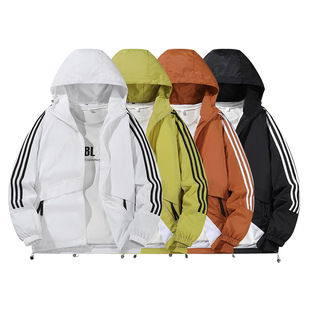 Cross-border Special for Autumn New Hooded Men's Loose Trendy Brand Top Boys Three-bar Sports Jacket Coat Trendy