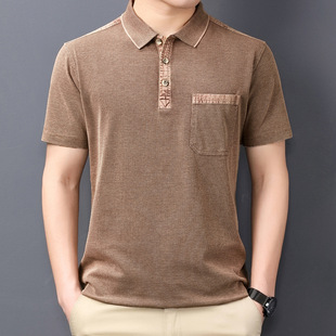 2023 Summer new loose casual T-shirt men's short sleeve pocket POLO T-shirt generation