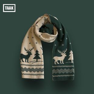 Korean Style New Houndstooth Knitted Double-Sided Autumn and Winter Warm Fashion Classic Neck All-Match Couple Trendy Scarf for Women