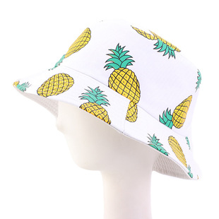 Fruit Printed Outdoor Shading Cotton Sun Hat Men's and Women's Basin Hat Double-Sided Fisherman Hat Travel Hat PM-31