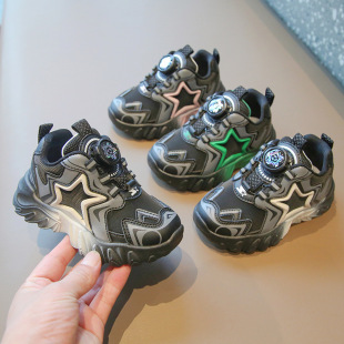 Children's sneaker 2024 Spring Boys Torre Shoes Swivel Button Girls Casual Shoes Internet Celebrity Soft Bottom Baby Shoes