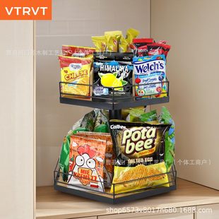 Wooden snack storage box 360 ° rotating bamboo snack rack shop snack storage rack with divider bracket