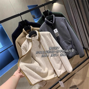 Anti-season clearance! European and American orders! Fleece imitation lamb velvet inside! Men's Thickened Vertical Collar Jacket