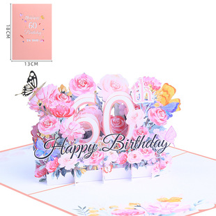 Creative Colorful Lighting Birthday Music Stereo Greeting Card Digital Flower Birthday Luminous Sound 3D Pop-up Card
