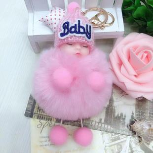 Пятно имитация рекс кролик меха спящая кукла шляпа Baby плюшевый автомобиль брелок сумка подвеска аксессуары подарки