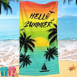 Coconut printed beach towel cross-border 240g microfiber foreign trade swimming beach towel shawl