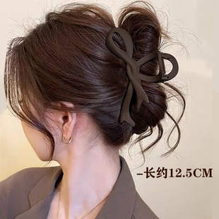 Maillard brown Frosted Geometric Large Grab Clip Back Head Plate Hair Volume Shark Clip Korean Hair Accessories
