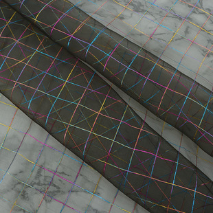 Factory supply colorful plaid fabric glass yarn organza pearl yarn packaging bag candy bag fabric