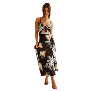 2022 Summer Cross-border Supply Bohemian Fresh and Sweet Women's Slip Style Split Printed Holiday Dress
