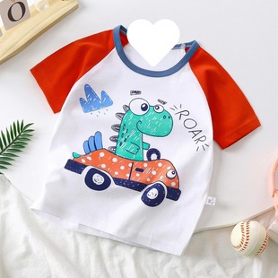 Children's Suit Cotton 2023 Baby Summer Clothes Short Sleeve New Cartoon Summer Baby Clothes Short Cartoon Boy